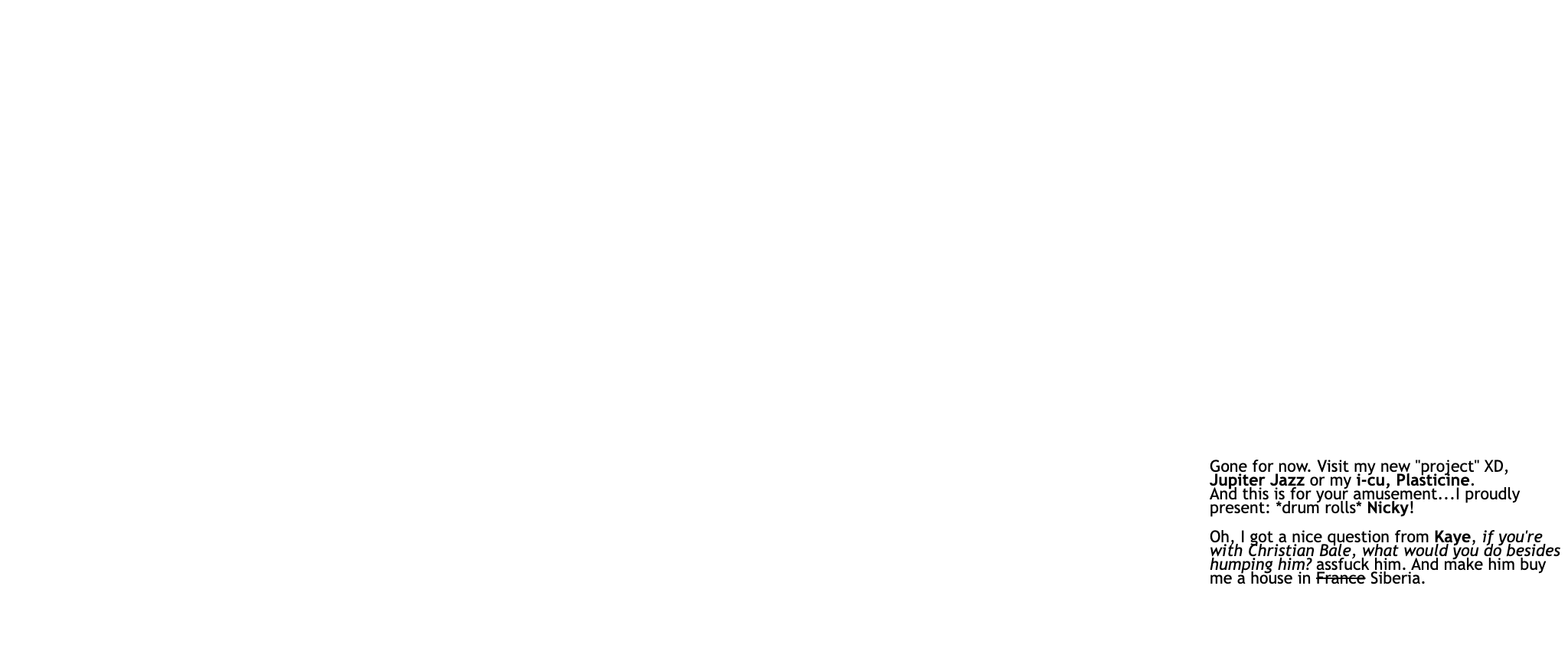 A white page with a short note in the bottom right corner