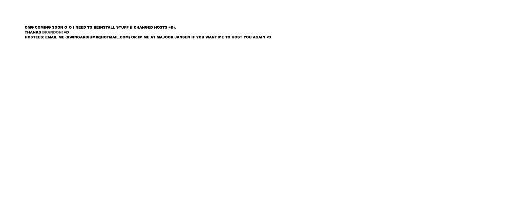 A white page with three lines of uppercase Arial Black text