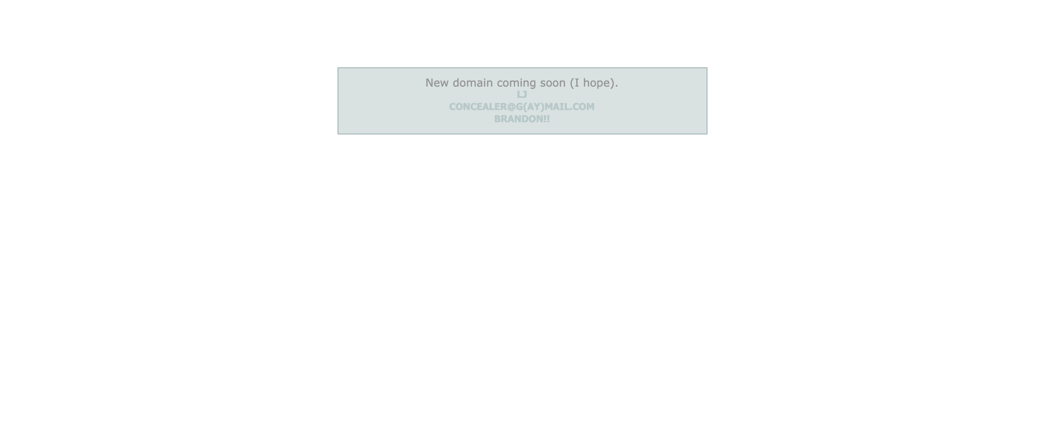 A white page with a small grey-green box saying new domain coming soon